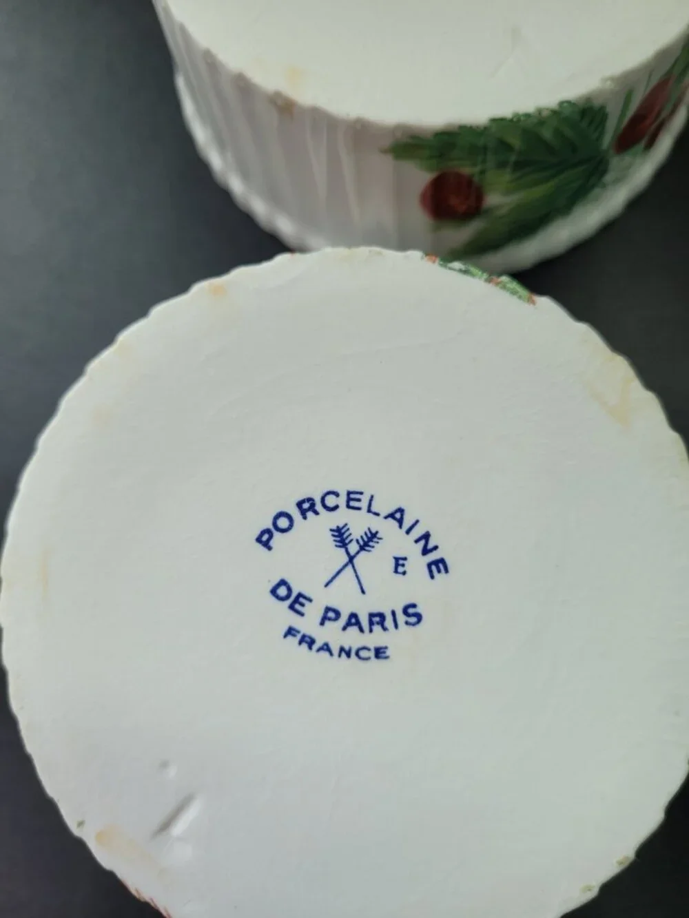 Vtg Porcelaine De Paris French Ramekins Fruit Berries Cottage‎ Garden Set Of 4